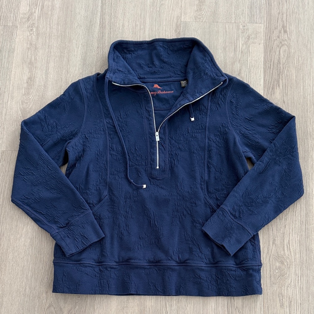 Tommy Bahama Jacquard Onassis Half Zip Funnel Neck Pullover Sweatshirt Large